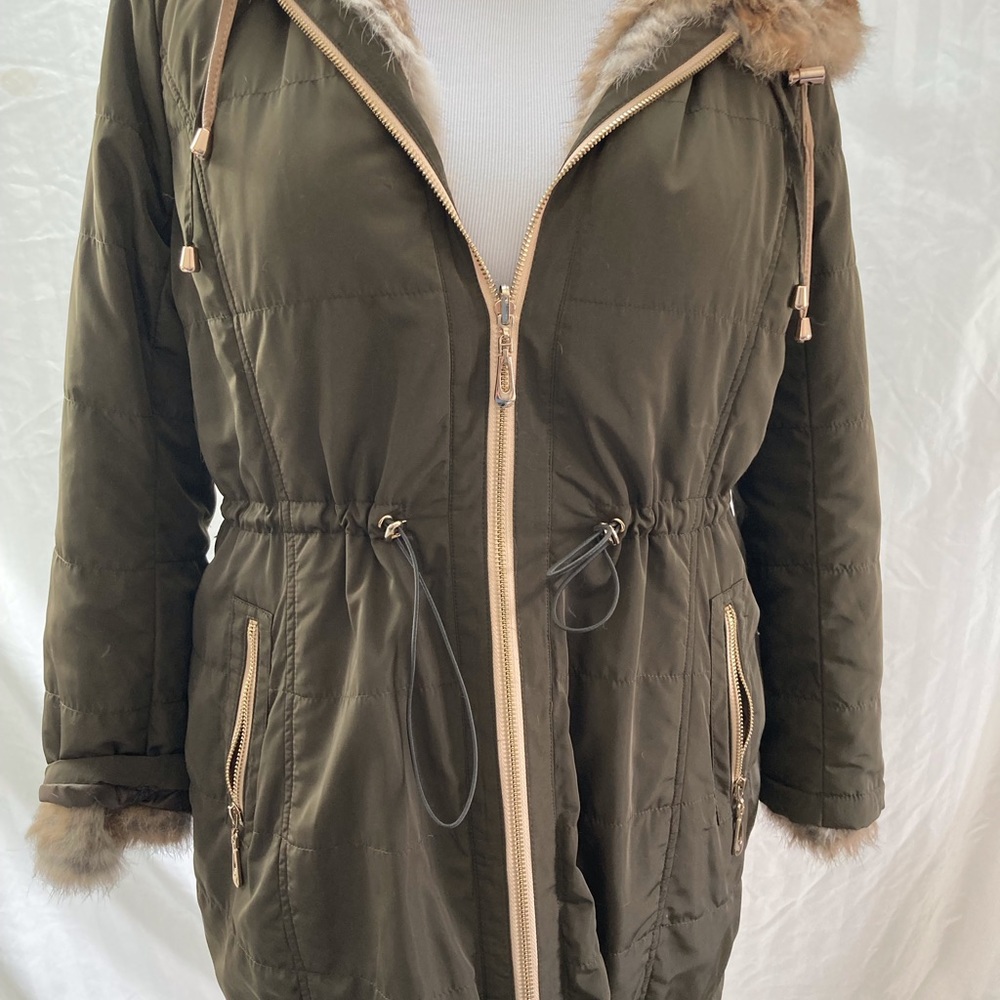 Belle fare genuine rabbit fur lined parka size L